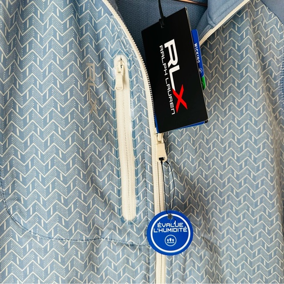 New RLX Ralph Lauren Golf Chevron Front Print French Terry Full Zip Vest - Picture 9 of 13